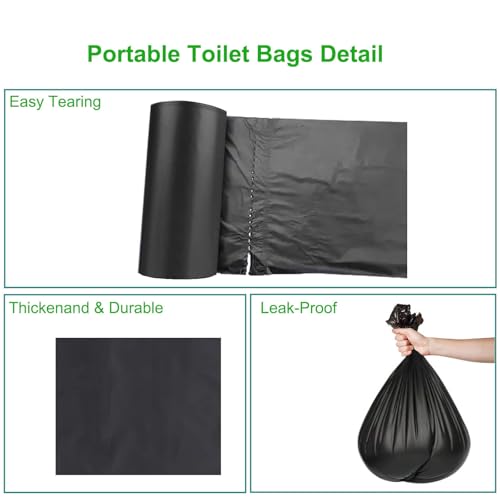 Image of 40PCS 13 Gallon Portable Toilet Bags for Camping, Biodegradable Trash bags - 1.2 Mill Thick Compostable Bag, Camping Poop Bag for Trash Lawn, Leaf Yard