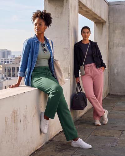 Image of Real Essentials 3 Pack: Women's Relaxed Fit Fleece Open Bottom Sweatpants - Casual Athleisure (Available in Plus)