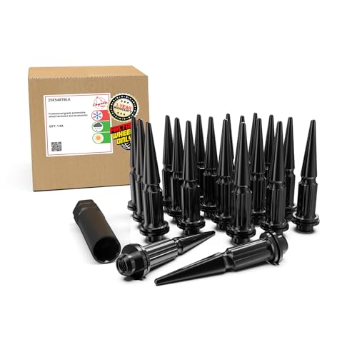 Image of Wheel Accessories Parts 20 Pcs M14x1.5 14x1.5 Thread ET Spline Spike 4.75 inch Long Lug Nuts Black Truck Spline Hex Fits Toyota Tundra Sequoia Grand Highlander Land Cruiser Lexus LX570 LX470