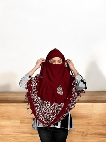 Image of Cotton Long Scarf Cum Mask Scarves Usable for Vehicle Driver | White Printed Design Fabric | Universal Size | Soft & Breathable Sun Protection | For Girl & Women
