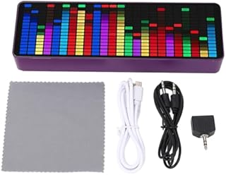 Audioanzeige mit Rhythmus-Lichtpegel, 20 RGB-LED-Anzeigen 7 Farben, 384 LEDs 16x24 Segmente, dynamischer Farbwechsel, Tonabnehmer-Analysator, Sprachsensor, integrierte Uhr