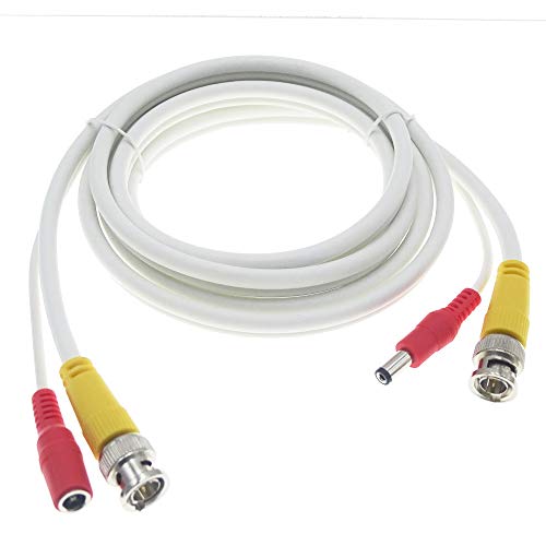 New hoSecurity Pre-Made All-in-One Siamese RG59 BNC Video and Power CCTV Security Camera Cable for HD AHD DVR SDI Camera Connection (RG 59 HD Cable, 1X6.6ft) (White)