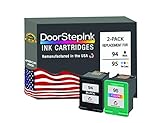 DoorStepInk Remanufactured in The USA Ink Cartridge Replacements for HP 94 1 Black C8765 HP 95 1...