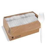 [60 Pack] Disposable Plastic Sporks-Party Dimensions Bulk White Disposable Silverware Plastic Cutlery Spork...