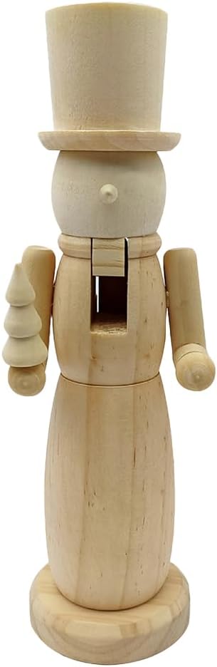 Cabilock DIY Blank Nutcracker Figures, Unfinished Wood Nutcracker Xmas Ornament, Wooden Unpainted Walnut Soldier Figure Christmas Decoration for Holiday Party Arts Project Craft