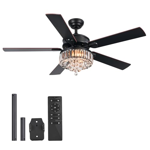 VONLUCE Ceiling Fans with Lights, 52" Crystal Ceiling Fan and