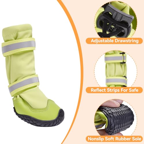 Dimicoo Dog Shoes,Waterproof Dog Boots for Winter,Anti-Slip Dog Snow Booties for Large Small Medium Dogs,Reflective Paw Protectors for Outdoor Walking Hiking by Dimicoo - Used condition - Image 3