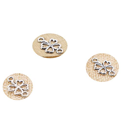 honggui 1111-40 Stück 20 x 12 mm Antik Silber Farbe Kleeblatt Charms Verbinder Glücksbringer Verbinder 4 Blatt Kleeblatt Charm Verbinder