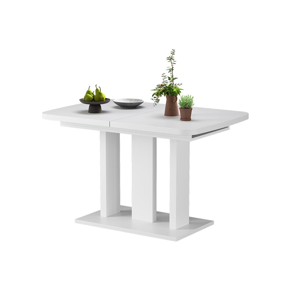 Vicco Esstisch Fenaro, Weiß, 120-160 x 80 cm | 2 Teile, ausziehbar mit Einlegeplatte zur flexiblen Tischverlängerung