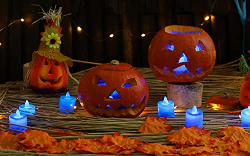 Lanker 24 Pack Flameless Led Tea Lights Candles - Flickering Blue Battery Operated Electronic Fake Candles – Decorations For Wedding, Party, Christmas, Halloween And Festival Celebration (Blue) #TOP4