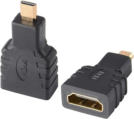GR Deals Micro HDMI to HDMI Adapter, Micro HDTV Male to HDTV Female 1080p Gold Platted Connector Converter for Rasp-Berry pi 4/ Camera/HDTV etc. (Black) (Not Micro-USB).