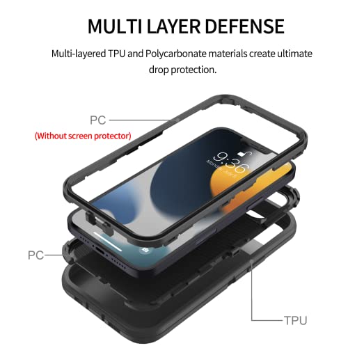 Szfirstey Case With Belt-Clip Holster Compatible With Iphone 13, Drop Protection Full Body Rugged Shockproof/Dust Proof Military Protective Tough Durable Phone Cover Heavy Duty (Black) #TOP2