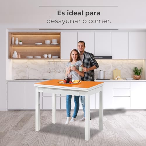 Table de cuisine orange ASTIMESA 80x40 cm table en métal rectangulaire