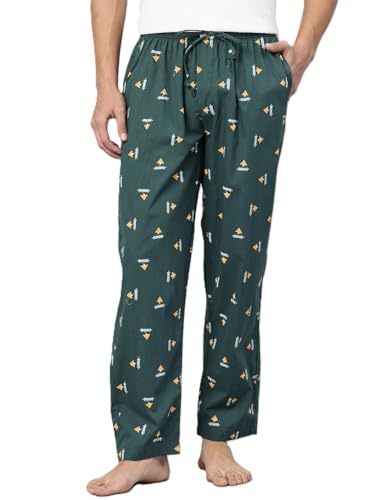 Image of Majestic Man Men's Printed Pure Cotton Lounge Pyjama | Comfort Fit | Elastic Waist with Drawstring | 3 Pockets | Button Closure