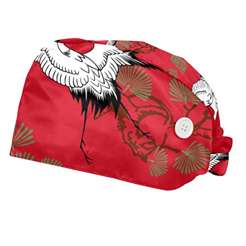 Couvre-chef unisexe grues japonaises rouge casquette de travail lot de 2