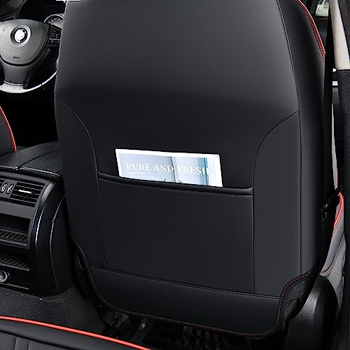 Image of FLORICH Seat Covers for Cars, Waterproof Seat Covers, Leather Car Seat Covers 2 Pack, Universal Seat Cushion Protector for Most Cars Trucks SUV-Black&Red Line