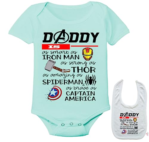 Image of Daddy is ..Superhero -Cute Funny Novelty Shirt Baby Bodysuit Outfit Onesie & Bib