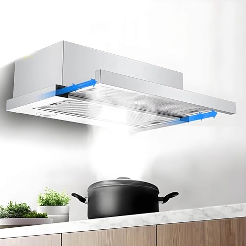 DHMYYXGS Campana Extractora 70cm | Campana Telescópica Extractora | Campana Extractora Contacto Ventana | Modo Recirculación Y Extracción Aire | Caudal Aire 18m³/Min | Luz LED Bajo Coste 70cm