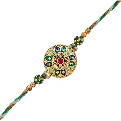 Image of eCraftIndia Pack of 20 Multicolor Flower Designer Rakhi for Brother Bhai Bhaiya | 20 Best Bro Ever Fridge Magnets Gift Combo Set | Roli Chawal Pack | Raksha Bandhan Floral Rakhi Collection