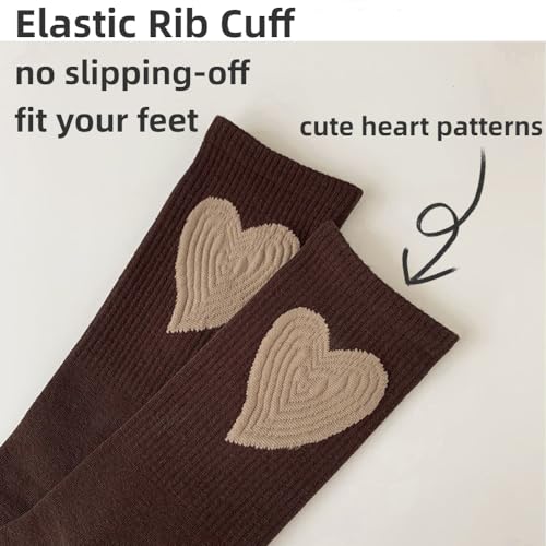Heart Socks 6-Pairs Cute Pure Colorful Women’s Soft Cotton Rib Mid-Calf Socks3