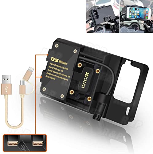 Willis Support de Téléphone de Moto avec Deux Ports de Charge USB pour BMW R1200GS ADV F700 800GS R1250GS, pour Honda CRF1000L Africa Twin CRF1000L 2016