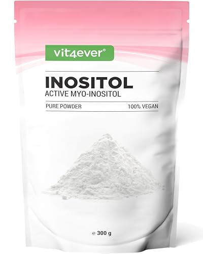 vit4ever Inositol Pure 300 g - Hochreines Myo-Inositol Pulver - Geschmacksneutral - 4000 mg pro Tagesdosis - Gut Löslich mit Messlöffel vegan ohne Zusätze