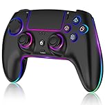 MYSTILUCK Wireless Pro Controller for PS5/Pro/PC/MAC/Mobile/Steam Deck, Gamepad with 7 Color RGB Lighting/Hall Effect Joystick&Trigger/Turbo/Programmable/Headset Jack/Dual Vibration/1500 mAh Battery