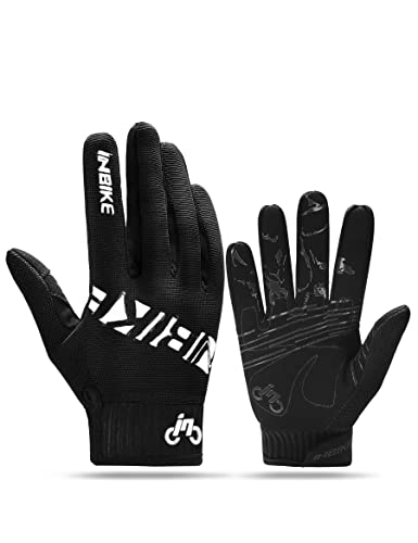 INBIKE MTB Handschuhe Herren Fahrrad Freizeit Vollfinger Lang Fahrradhandschuhe Sommer Atmungsaktiv Touchscreen Radhandschuhe Für Moutainbike Downhill Motocross Rennrad Radsport Schwarz M Cover