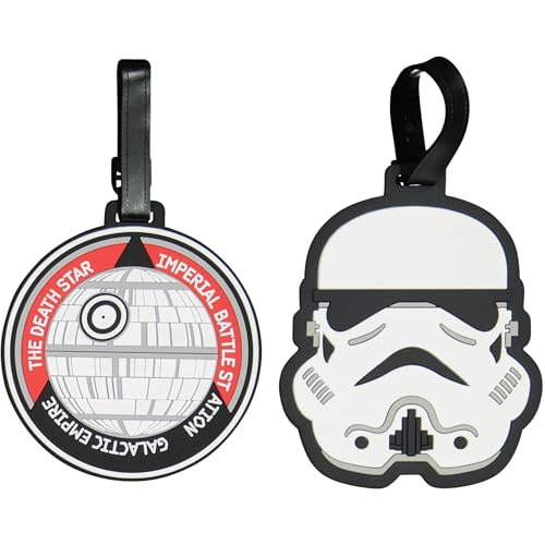 FUL Star Wars 2-Piece Suitcase ID Tag Set with Adjustable Straps, Storm Trooper and Death Star, Multi, One Size