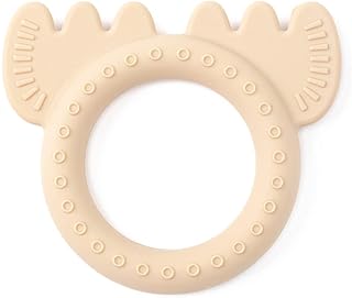 Bella Tunno Rattle Teether – Soft Silicone Teether Baby Rattle with Easy Grip, Soft Rattle, and Fun Animal Shapes to Help Soothe Baby Teething, Non-Toxic, BPA Free (Moose)