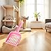 Myuiao Pink Cat Litter Scoop,Tray with Handle Compact Solid Color Cat Litter Sifter Coffee One Size for Tofu Cat Litter and Clay Litter, Durable ABS Plastic Litter Scoop