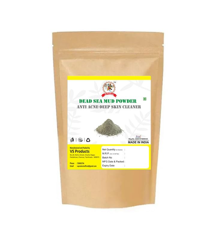 VS Products Dead Sea Mud Clay Mask Powder, 450g, For Skin Deep Cleanse, Detoxify, Removes Blackheads & Acne, Moisturizer Stimulate Circulation, Suitable For All Skin, 450g