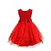 discoball Vestito floreale per bambine, Rosso 1, 7-8 Anni
