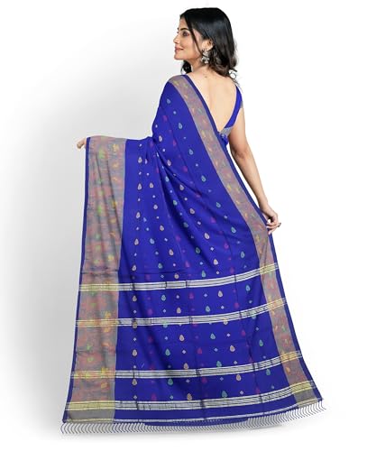 Image of Women's Traditional Handloom Zari Work Lata Border Cotton Silk Saree With Blous Piece