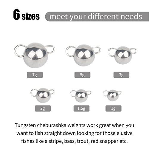 MUUNN 10Pcs Tungsten Cheburashka Weights Fishing Sinkers, 1~30g Tungsten Cannonball Jig Head Fishing Weights Tungsten Cheb Rig Weights, Plain(7.0g) - Image 4
