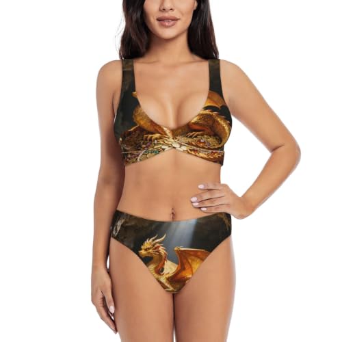 Maillot de bain push-up dragon doré pour vos vacances à la plage et au bord de la piscine