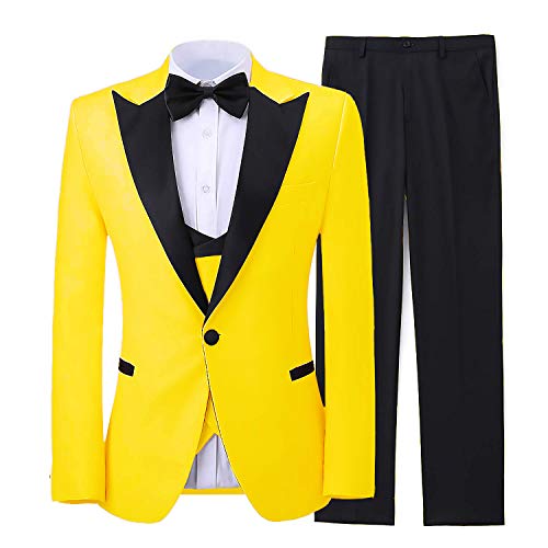 Costumes d'affaires slim fit noir 3 pièces de mariage élégant