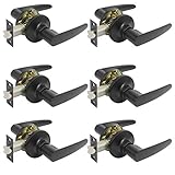6 Pack-Passage Lever Door Lock(for Hall and Closet),Black Door Handles Indoor Hardware,Door Lock...