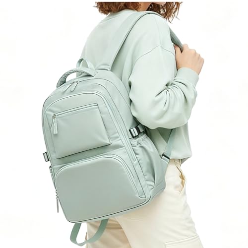sikazan Rucksack Schule Teenager Mädchen Groß, Leichter Schulrucksack Teenager, Rucksack Univcersität, Schultaschen Damen mit Vielen Fächern, Casual Daypacks 30L (Grün)