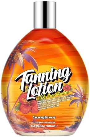Sunglowy Bronzing Tanning Lotion Accelerator for Indoor Tanning Bed Cream to Get Dark Fast Tan, Sunbed Lotion w/Tattoo Protecting Formula, DHA Free, 13.5oz