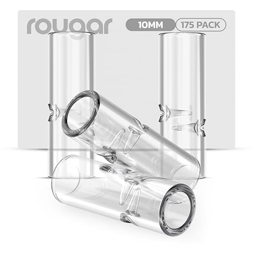 10mm Glass Tips 175 Pack Rougar Black White Clear (Clear)
