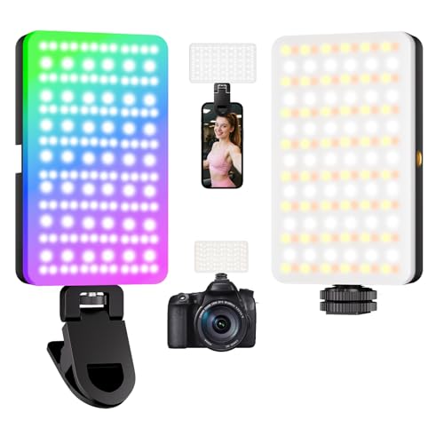 BNEHHOV Lumière vidéo 138 LED RGB pour Selfie, 360° Full-Color Portable avec 30 Modes de scène, Rechargeable CRI 95+ 2700-6500K éclairage Photo vidéo, pour téléphone, fête, Streaming