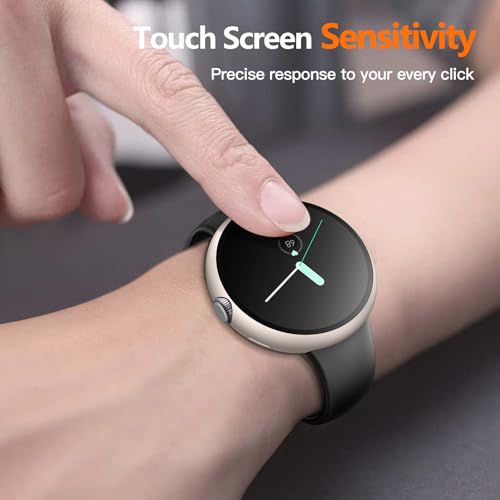 Image of Misxi 2 Pack Hard PC Case with Screen Protector for Pixel Watch 2 (2023) / Pixel Watch 41mm, High Sensitivity Anti-Fall Cover, 1 Starlight + 1 Transparent