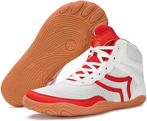Image of Sisttke Mens Wrestling Shoes Boxing Shoe | Wide Zero Drop Sole, Mid Top,Weightlifting,Powerlifting,Bodybuilding,Fitness,Lightweight,for Competition & Training