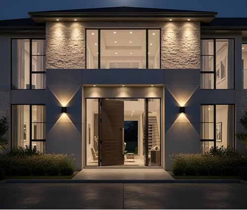 Image of Oval Up Down LED Wall Light 2 Watts | Warm White 2 Ray Outdoor Indoor Fixture | Metal IP65 Waterproof Exterior Wall Lamp for Home Balcony Staircase | Modern Lighting Wall Mounted Sconce
