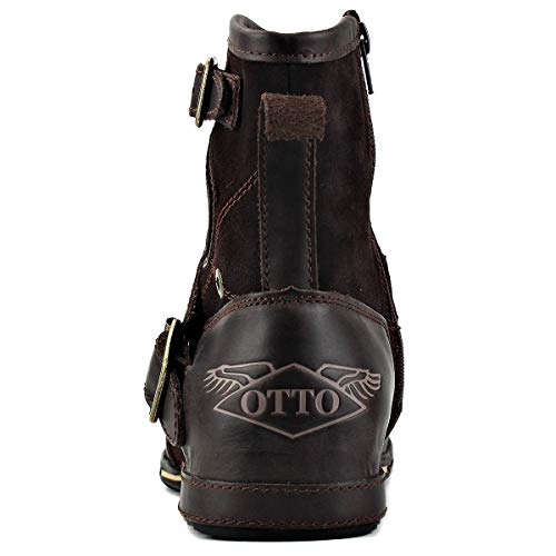 Image of OSSTONE Moto Boots for Men Fashion Zipper-up Leather Chukka Boots Casual Shoes OS-5008-1-ABNH
