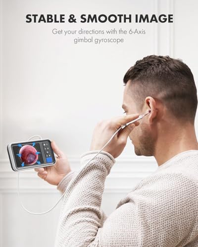 Image of Anykit Digital Otoscope with Gyroscope, 4.5 Inches Screen, 3.9mm Ear Scope Camera with 6 Lights, Ear Wax Removal Tool, 32GB Card, Supports Photo Snap and Video Recording (Blue)