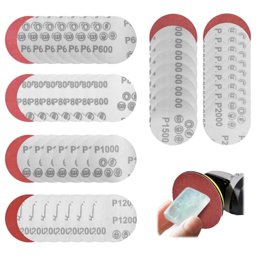 Arvoni 50 Piezas Papel de Lija, 75mm Lija Circular, Disco de Lijas Autoadhesivo no Agujeros, Grano 600 800 1000 1200 1500 2000, Lijas Pulir Faros para Lijadora Orbital Aleatoria 3 Pulgadas