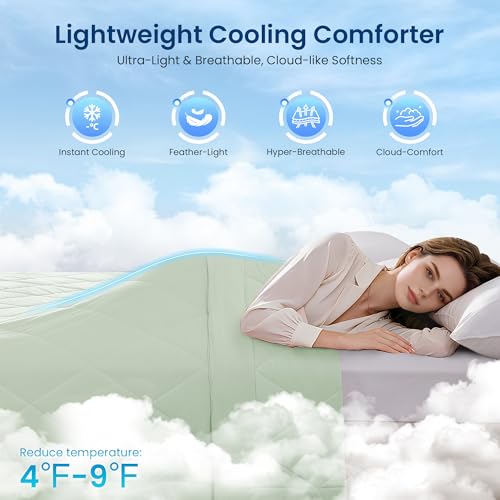 lasoftan Cooling Comforter Queen Size, Full Cooling Blanket, Mint Green — view 4
