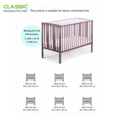 Image of Classic Mosquito Net for Baby Crib | 144cmX75cmX90cm Encrypted Toddler Crib Tent Full Cover Safety Net, Durable, Strong - Keep Baby Infant from Climbing Out, Falls and Mosquito Bites (White)